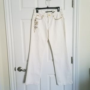 VNTG DKNY Ivory and Gold Sequined Embroidered Jeans